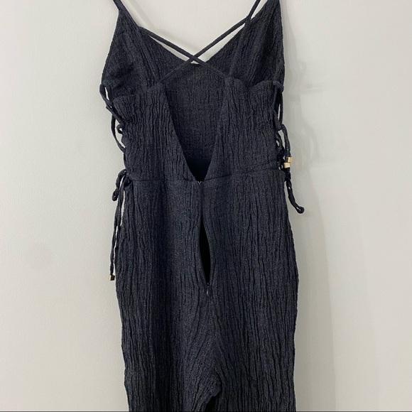 Line & Dot Strappy Linen Jumpsuit - Picture 10 of 15